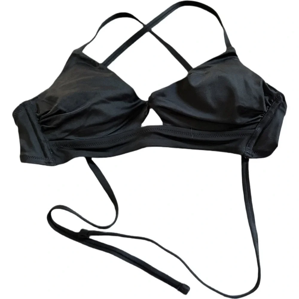 Shade & Shore Black Bikini Top 32B NWT Underwire Adjustable Straps Swim Top